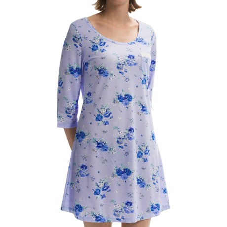 52%OFF 女子Nightshirts キャロル・ホックマン花メドレースリープシャツ - 七分袖（女性用） Carole Hochman Floral Medley Sleep Shirt - 3/4 Sleeve (For Women)